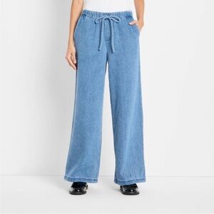 Future Collective Mid-Rise Wide Leg Denim Drawstring Jeans XS